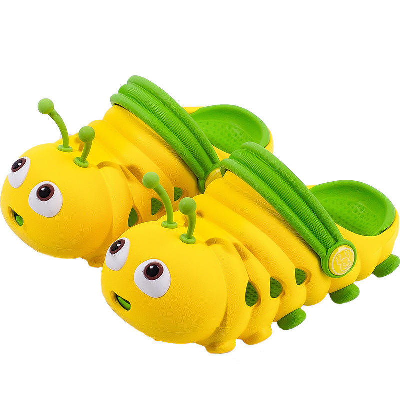 Hot Summer Sales for Kids Cute Cartoon Caterpillar EVA Clogs With Soft Bottom Breathable Flat Anti-Slip Features for Kids