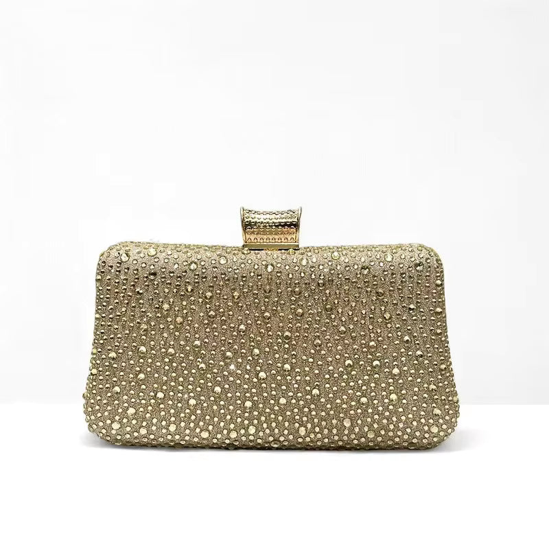 Women's Luxury Rhinestone Celebrity Flash Banquet Clutch Party Evening Bag with Polyester Lining