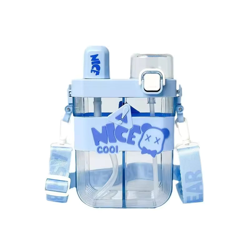 Split Double Drinking Cup Direct Drinking Suction Cup Unisex Large Capacity Portable Kettle PC Material Students School Use