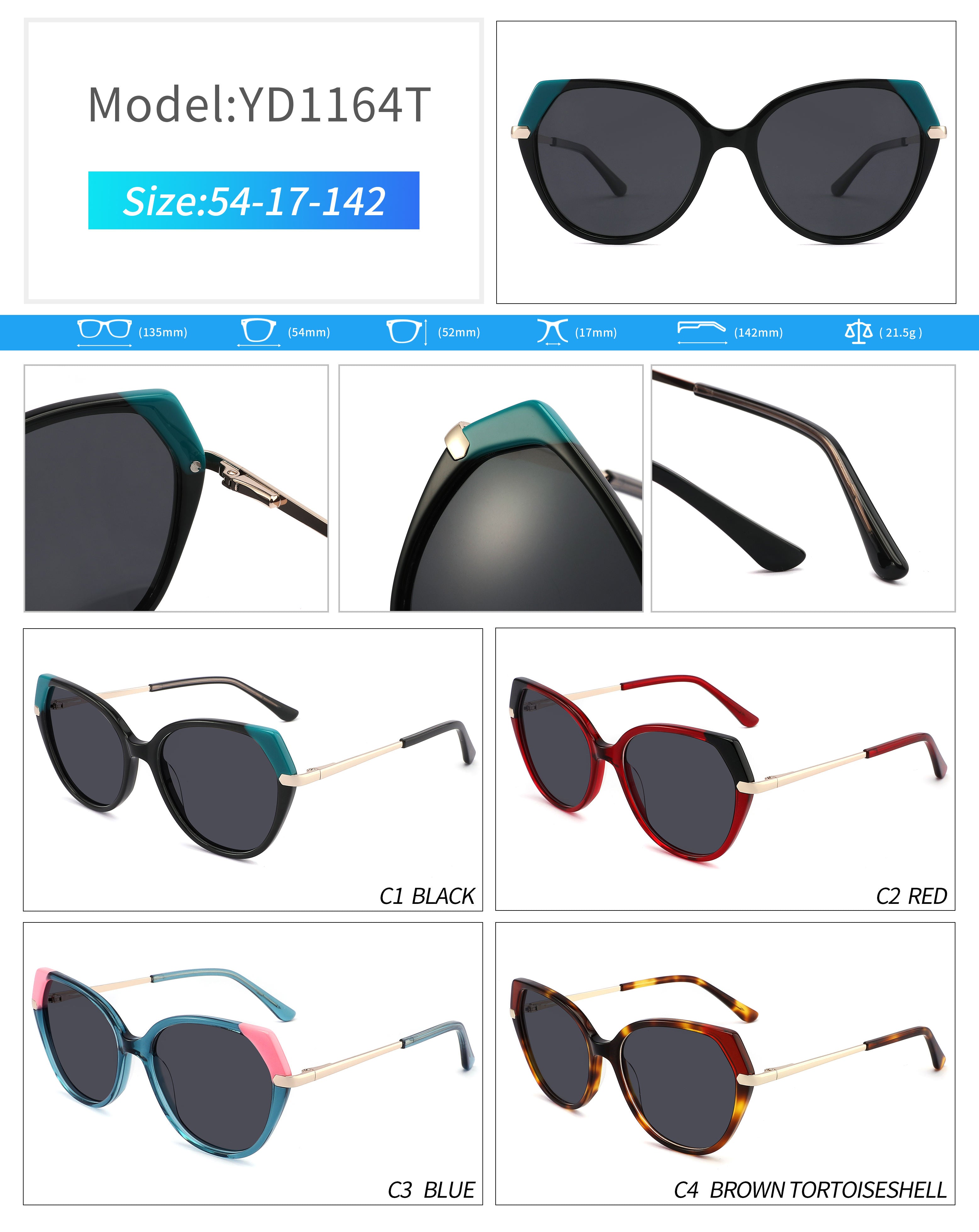 Luxury Trend Acetate Ovaled Oversized Large Sunglasses