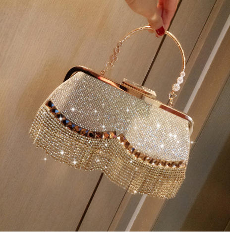 Designer Rhinestone Tassel Evening Clutch Bag for Women