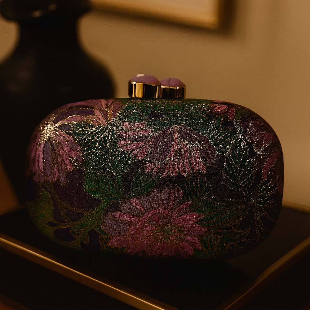 Trending Elegant Women Single Shoulder Evening Clutch Bag Floral Fabric Crossbody Bag Clutches for Party Wedding