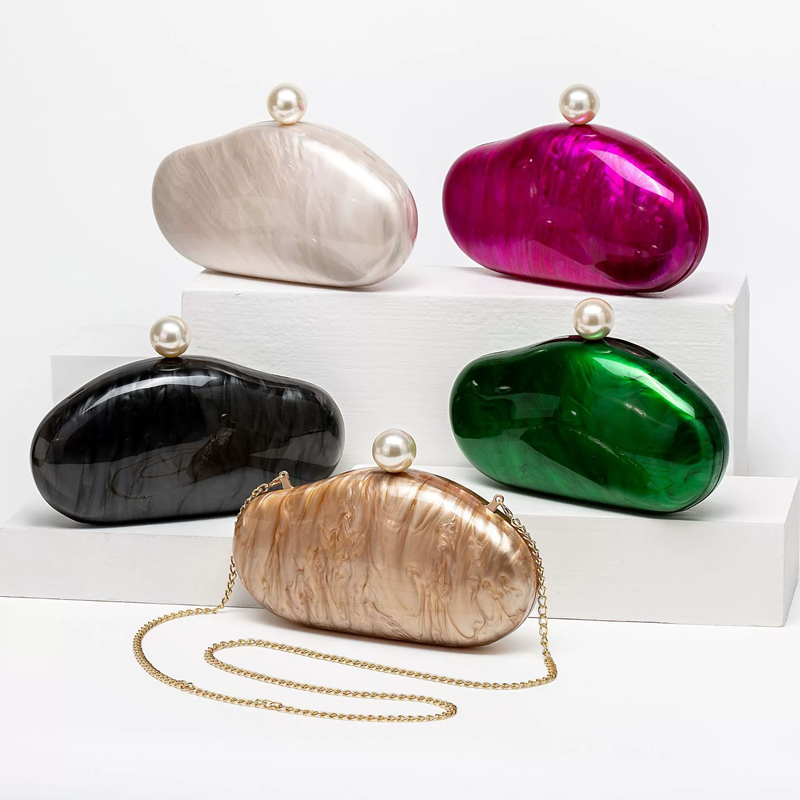 Luxury Acrylic Clutch Evening Bag Marble Pearl Ladies Purses for Parties Weddings Bridal Events Handbag