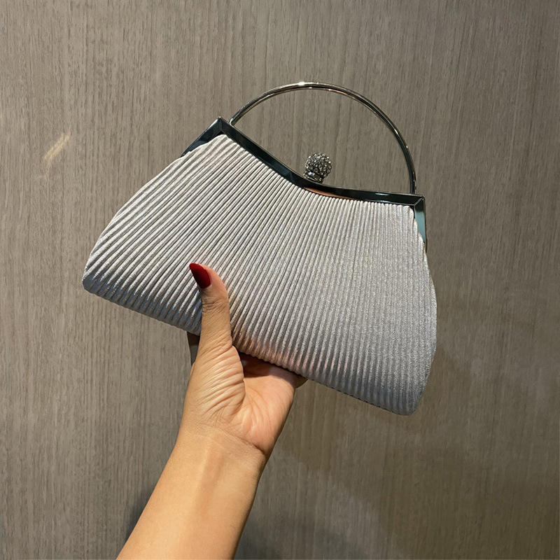 Evening Dress Handbag Banquet Bag Diamond Studded Formal Dress Bag Ladies Pleated Party Clutch