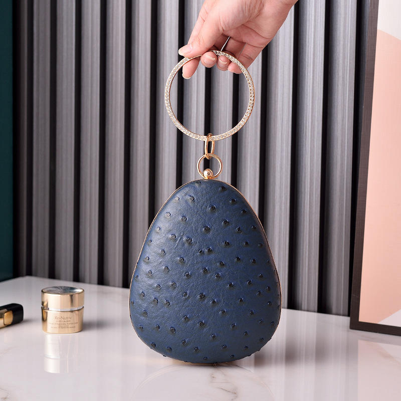 New Ostrich PU Party Handbag Strawberry Chain