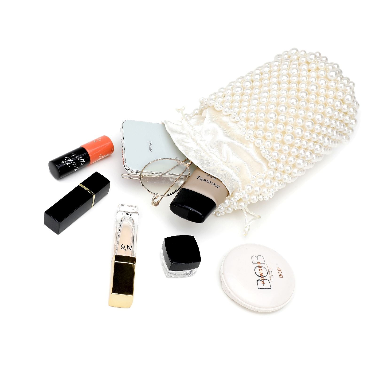 Luxury Fancy Bridal Ladies Mini Summer Wedding Evening Beaded Pearl Bucket Clutch