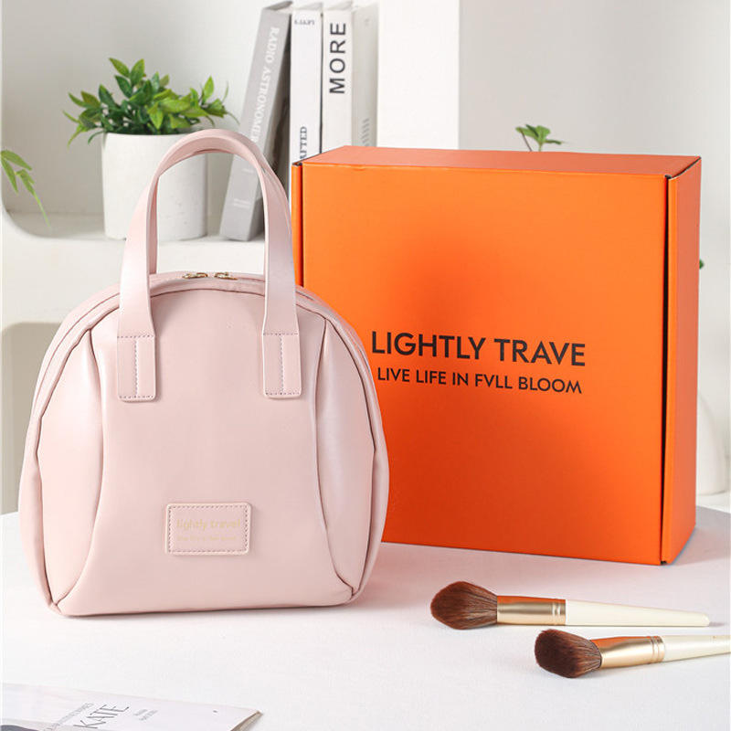 Women's Waterproof Zipper Letter Large Capacity Travel PU Double Handle Fashion Professional Cosmetic Bag