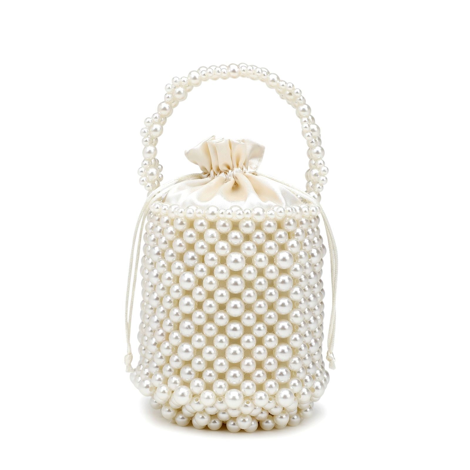 Luxury Fancy Bridal Ladies Mini Summer Wedding Evening Beaded Pearl Bucket Clutch