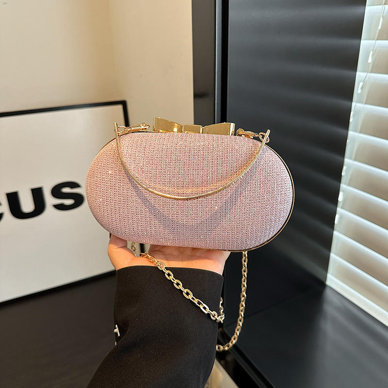 Stylish Shoulder Bag Glossy Shiny Crystal Purses Trendy Metal Evening Bag for Party Cocktail