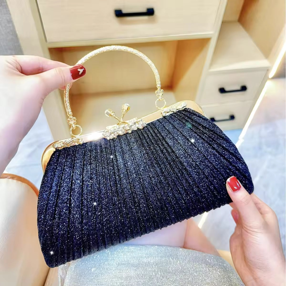 Advanced Handmade Dinner Bag Women's Cross-Border Small Bag Diamond-Encrusted Evening Clutch