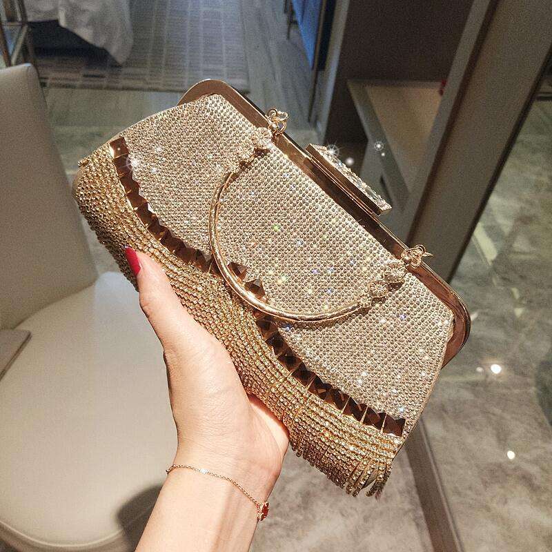 Designer Rhinestone Tassel Evening Clutch Bag for Women