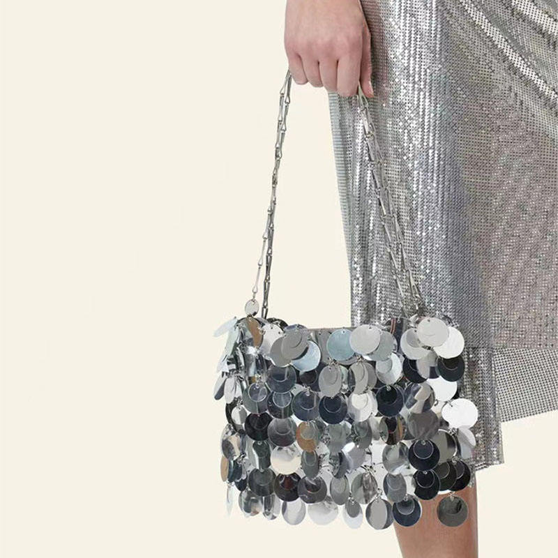 New Sequin Clutch Women's Beaded Dinner Bag Metal Chain Crossbody Shoulder Bag
