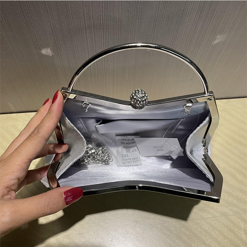 Evening Dress Handbag Banquet Bag Diamond Studded Formal Dress Bag Ladies Pleated Party Clutch