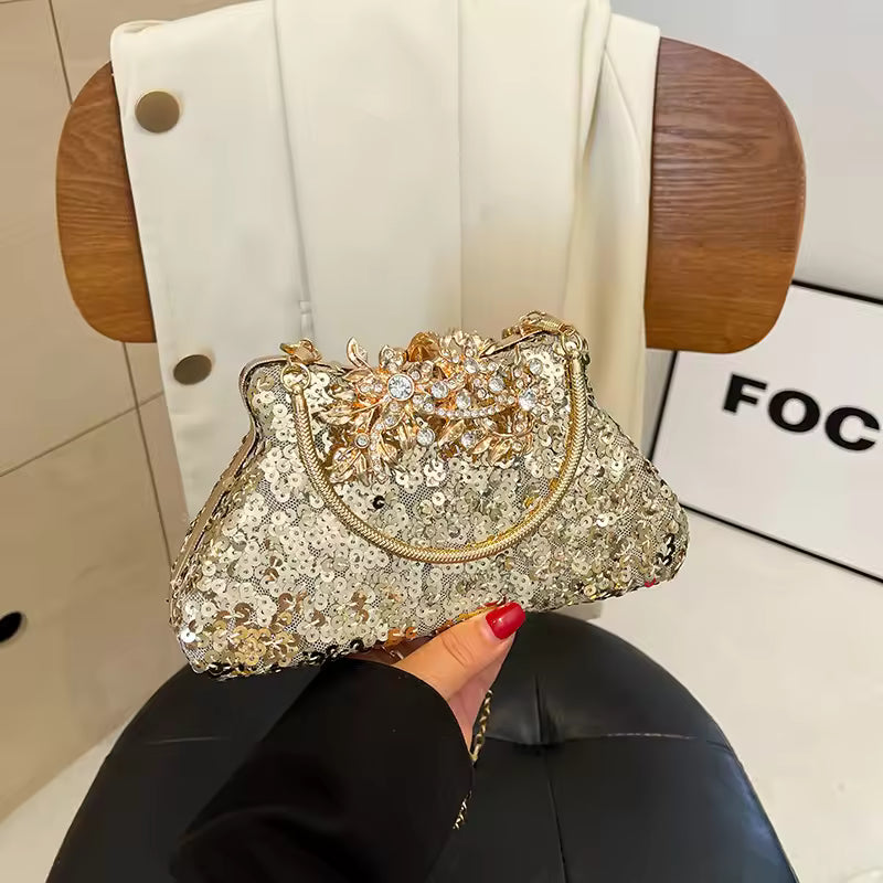Elegant Textured Ladies Crossbody Bag Personality Female Chain Handbags Purse