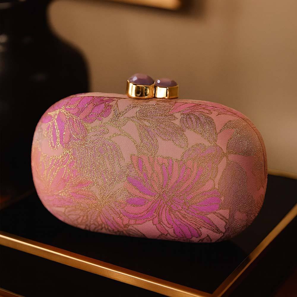 Trending Elegant Women Single Shoulder Evening Clutch Bag Floral Fabric Crossbody Bag Clutches for Party Wedding