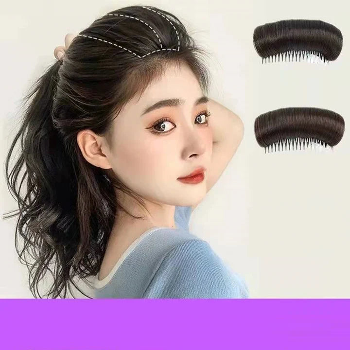 Hair Clip Bun Comb Base Bump Volume Synthetic Invisible Fluffy Hair Pad for Women