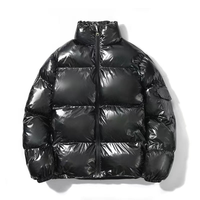 winter foreign trade men's glossy cotton-padded coat, Korean style short stand-up collar cotton-padded jacket