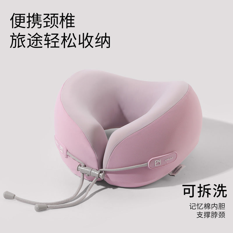 Portable U-shaped Pillow Double Hump Design Ergonomic Neck Pillow Press-inflatable Travel Pillow