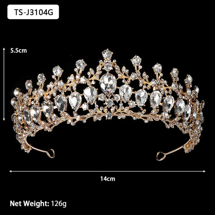 Efily Gold Color Wedding Tiaras and Crowns for Pearl Rhinestone Headband Bride Headpiece Jewelry