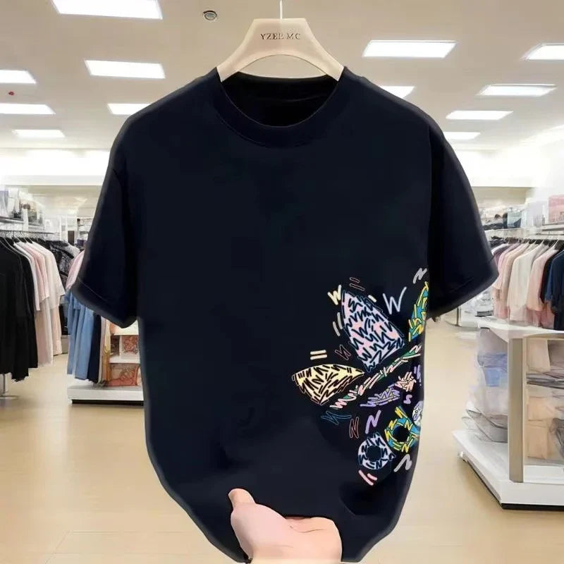 New short-sleeved cotton summer T-shirt A loose round-neck stylish and breathable top suitable for men and women practical