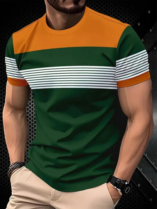 Summer Men Clothes Short Sleeve Round Neck Tops T Shirt Men Casual Fashion Fitness Running Sport Tops High Elasticity