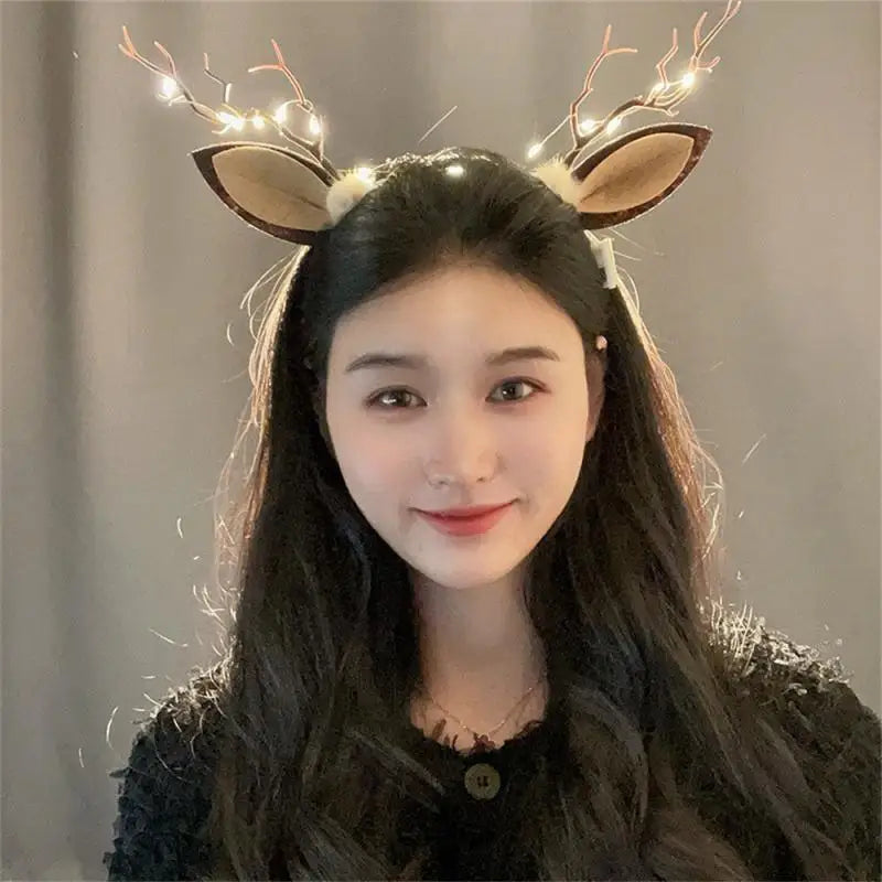 LED Light Antler Headband Cute Christmas Party Atmosphere Decoration