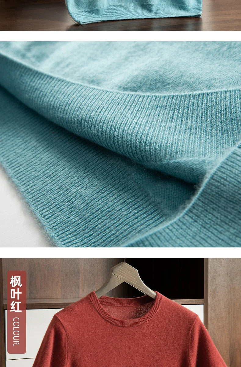 Men's T-shirt spring/Summer New Item 100% Cashmere Short Sleeved Men's Round Neck Knitted Pullover Vest Casual Men's Clothing