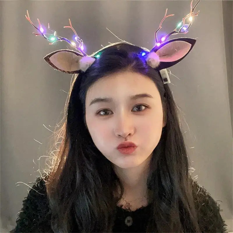 LED Light Antler Headband Cute Christmas Party Atmosphere Decoration