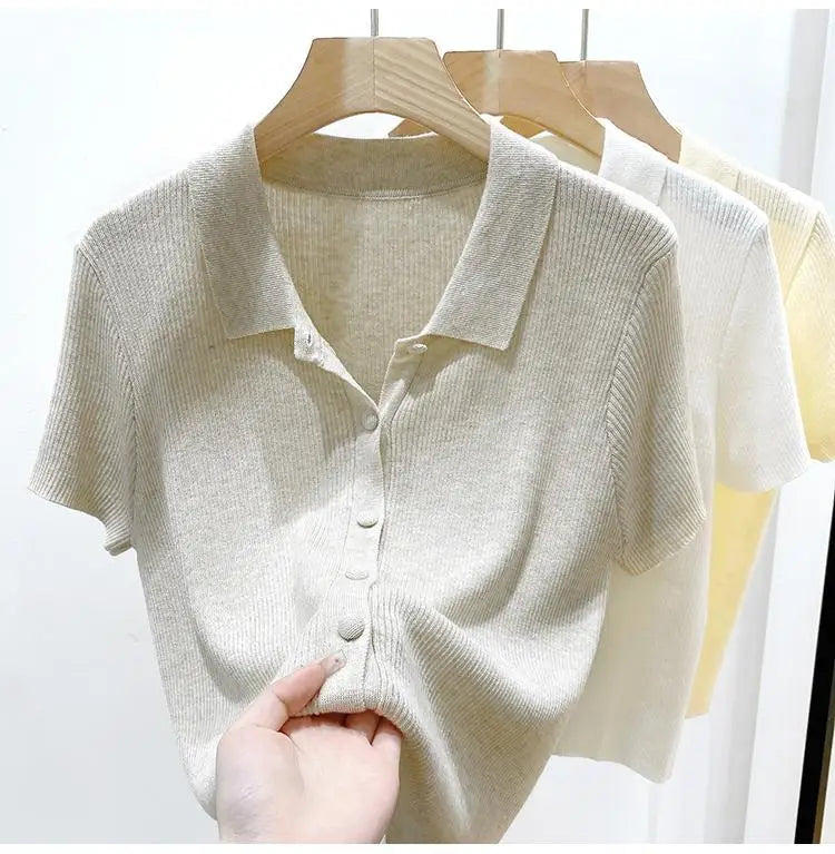 Short-sleeve Shirts Women S-3XL Leisure Summer Basic Solid Elegant Streetwear All-match Simple Daily Harajuku Y2k Popular Tops