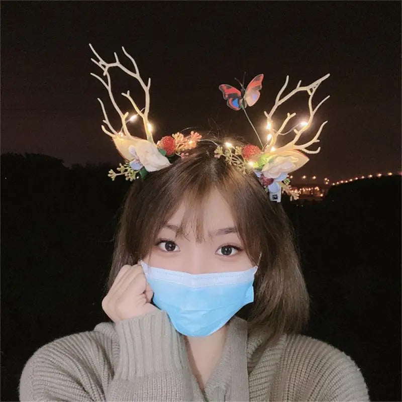 LED Light Antler Headband Cute Christmas Party Atmosphere Decoration