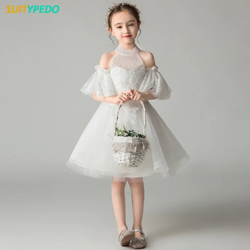 Latest Prom Dresses For Girls Luxury Halter Flower Girls Dress For Wedding Birthday Party  Pagent Gown For Formal Occasions
