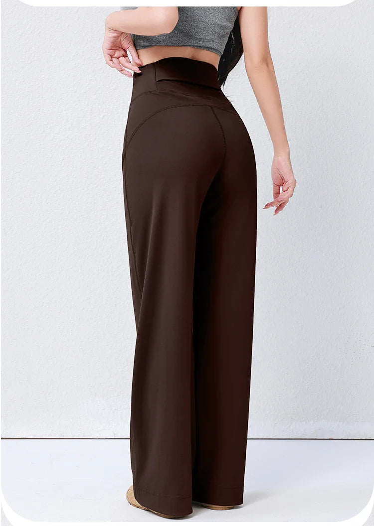 Women's High Waist Yoga Pants Loose Fit Straight Wide Leg Solid Color Spring Outdoor Wear Sports Fitness