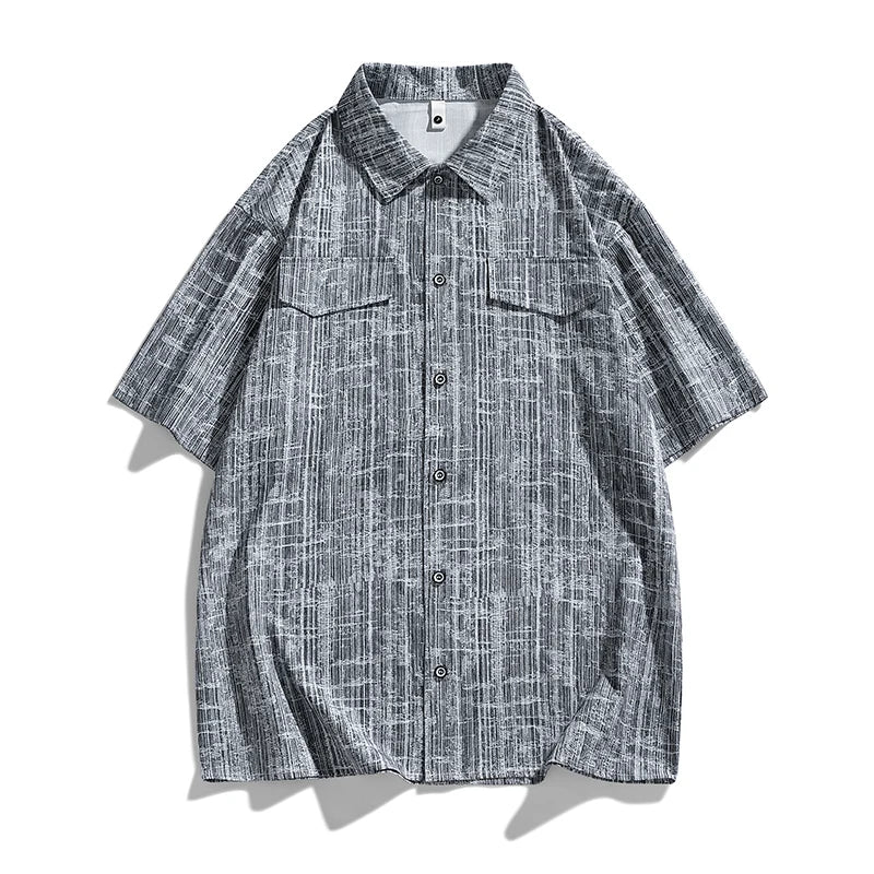 Men Shirt Short Sleeve Stripe Summer Hip Hop Oversize 6XL 7XL 8XL Plus Size Casual Plaid Streetwear Loose Pocket High Quality
