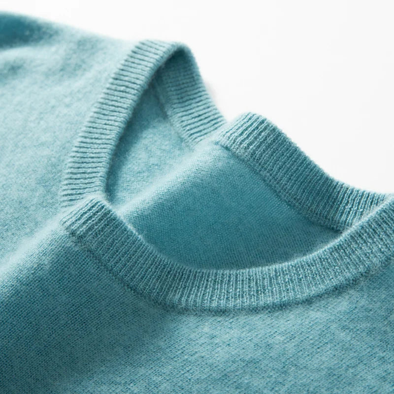 Men's T-shirt spring/Summer New Item 100% Cashmere Short Sleeved Men's Round Neck Knitted Pullover Vest Casual Men's Clothing