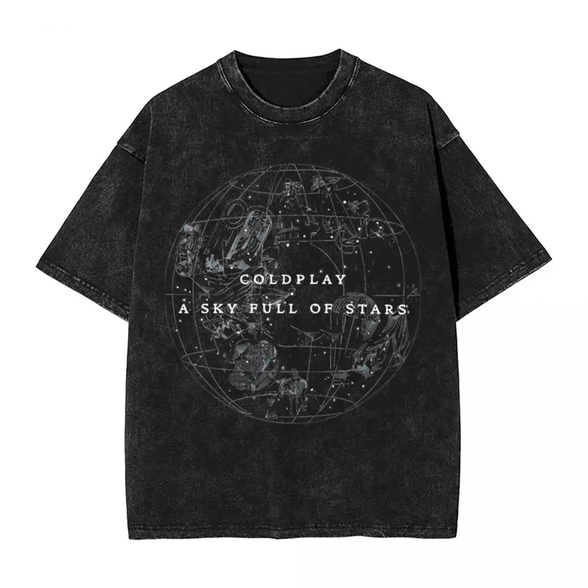 Head Full of Dreams Washed T Shirts Streetwear Novelty T-Shirt Coldplays World Tour 2024 Tee Shirt Cotton High Street