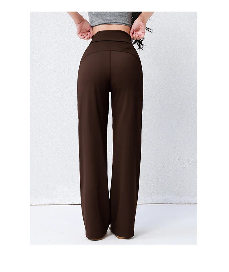 Women's High Waist Yoga Pants Loose Fit Straight Wide Leg Solid Color Spring Outdoor Wear Sports Fitness