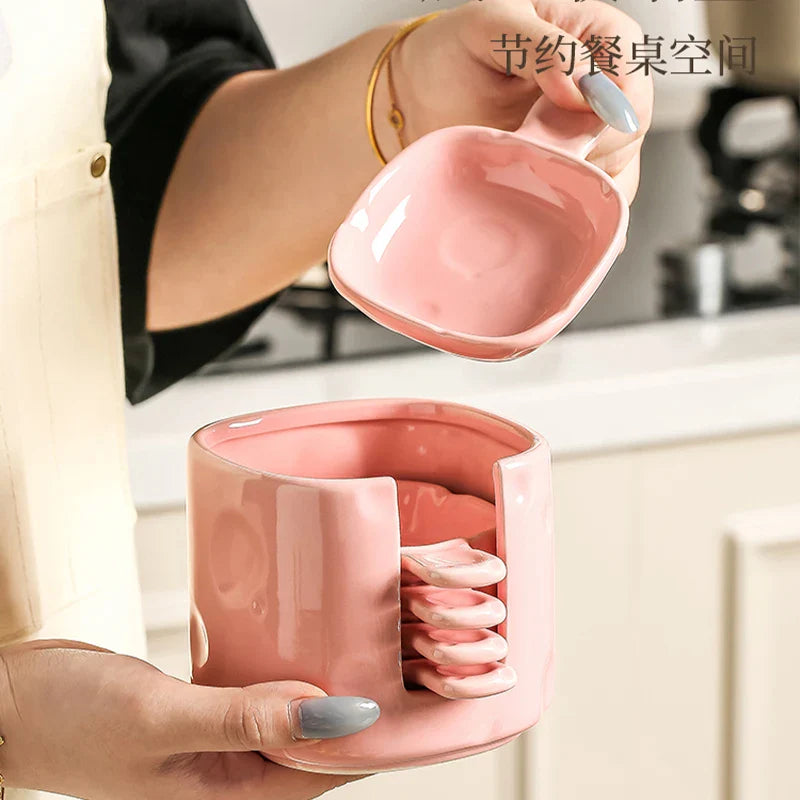 Dish Chinese New Household Solid Cream Wind Square Hot Pot Sauce Dishes 3.5 Inch High Aesthetic Plate