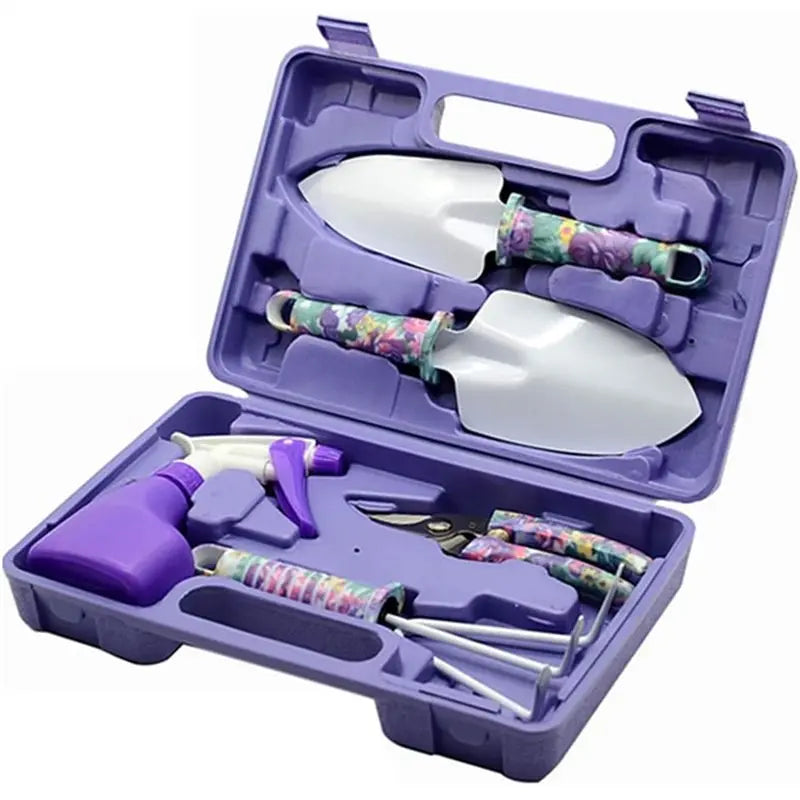 Garden Tool Set With Carrying Case,5 Piece Stainless Steel Gardening Kit With Floral Pattern Grass Flower Branch Trimmer