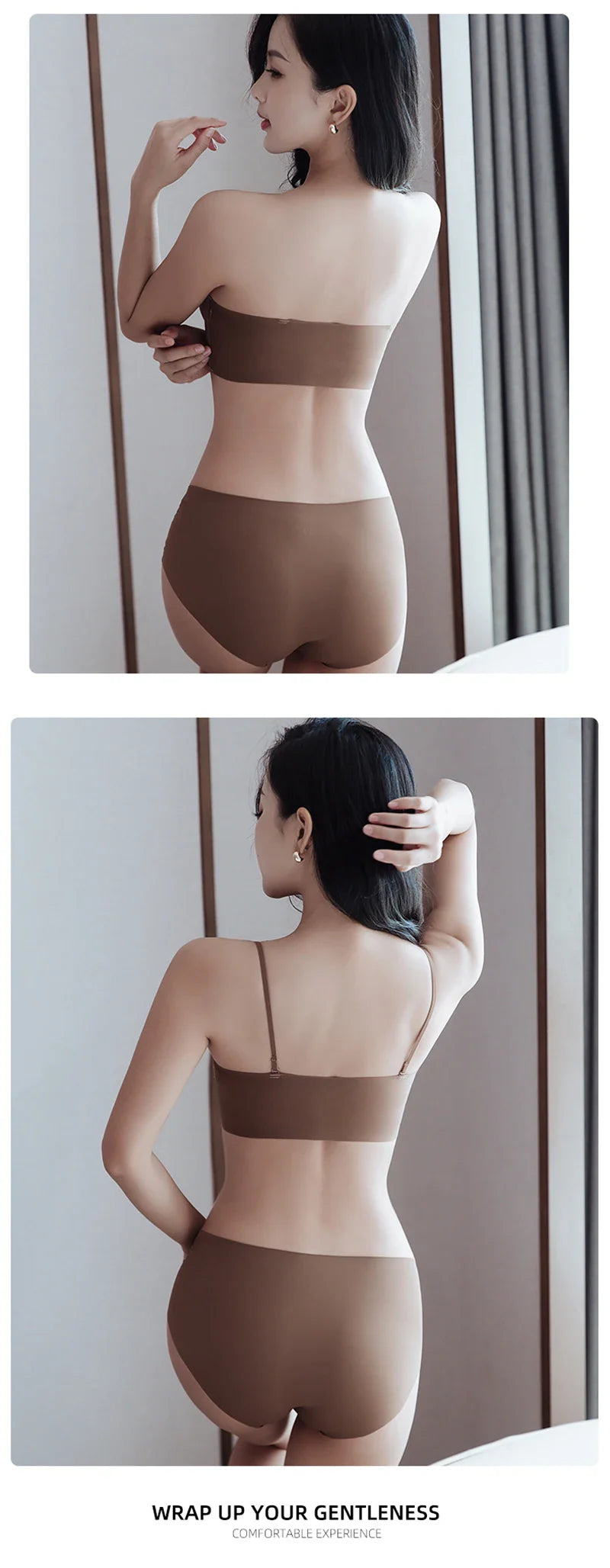 Front Closure Strapless Bras For Women Seamless Push Up Brassiere Thick Soft Underwear Solid Color Adjustable Invisible Lingerie