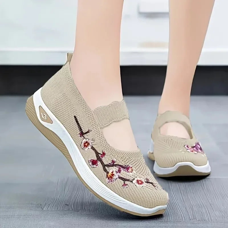 Women's Shoes Summer Casual Sneakers Breathable Embroidered Chunky Sole Affordable Free Shipping