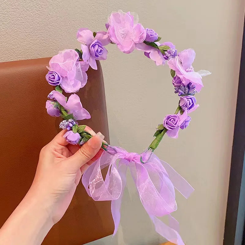 Sweet crowns for bouquets Headband For Kid Forest Style Hairbands Girl butterfly flower crown Hair Band Flower headpiece