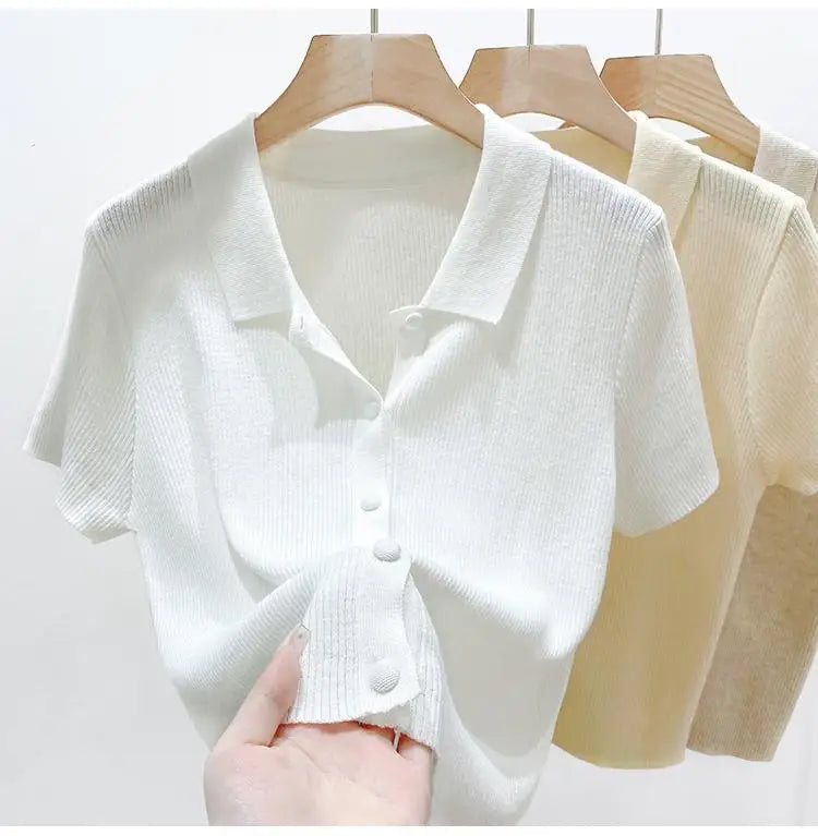 Short-sleeve Shirts Women S-3XL Leisure Summer Basic Solid Elegant Streetwear All-match Simple Daily Harajuku Y2k Popular Tops