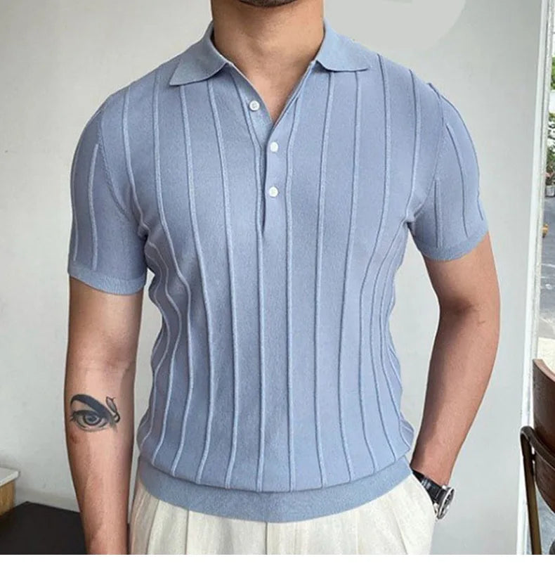Men's Short-Sleeved Polo Shirt with Lapel Collar, Business Casual Style, Pure Color Sweater, New Fashionable Design, Plus Size