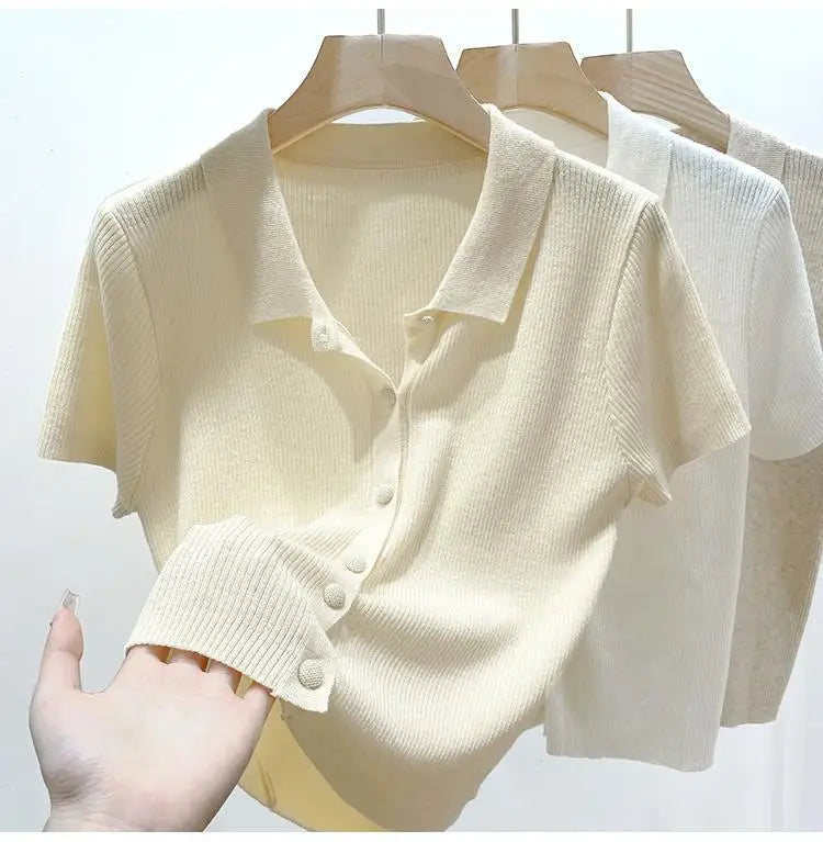 Short-sleeve Shirts Women S-3XL Leisure Summer Basic Solid Elegant Streetwear All-match Simple Daily Harajuku Y2k Popular Tops