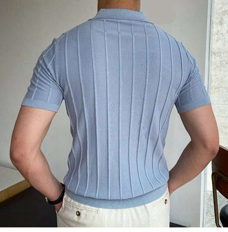 Men's Short-Sleeved Polo Shirt with Lapel Collar, Business Casual Style, Pure Color Sweater, New Fashionable Design, Plus Size