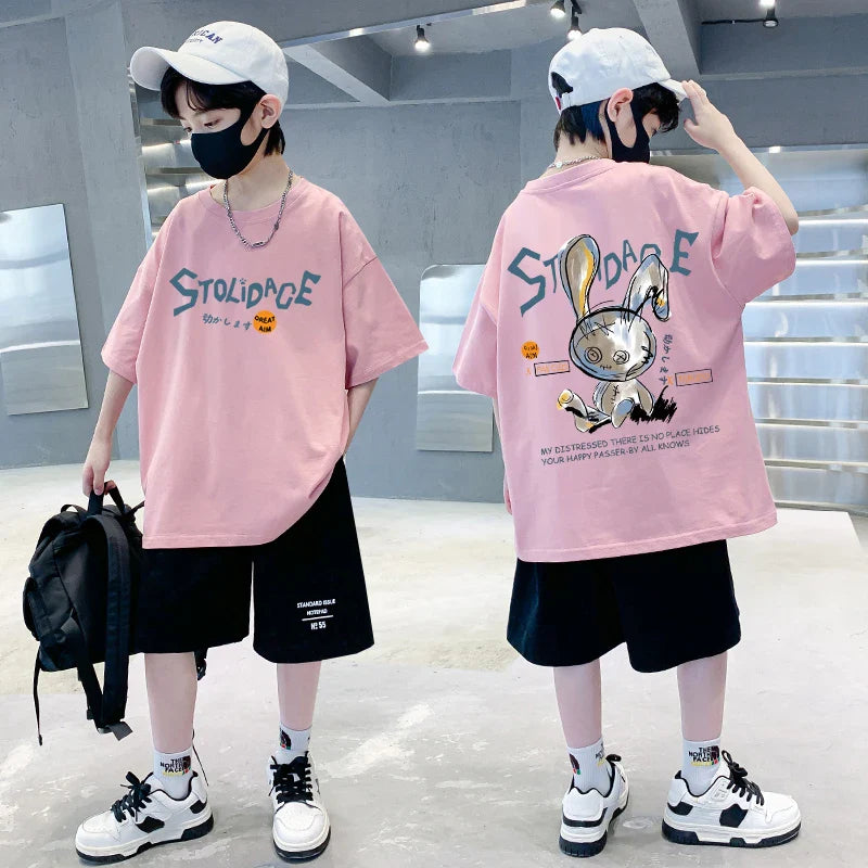 Summer Kids Clothes Short Sleeve T Shirts Boys Clothes Streetwear fashion Print Cartoon T Shirt 100%Cotton Tops Tees Children