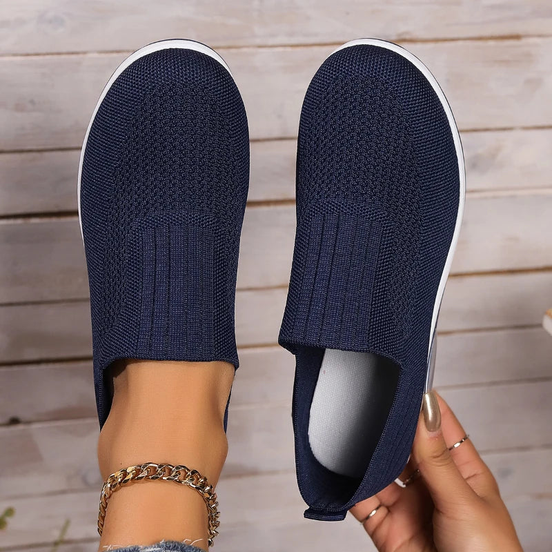 Women's Shoes Slip on Sneakers Platform Solid Color Casual Shoes New Knit Ladies Vulcanized Shoe Wedges Women Walking Shoes