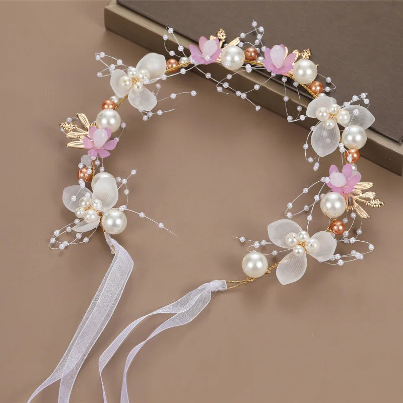 Sweet crowns for bouquets Headband For Kid Forest Style Hairbands Girl butterfly flower crown Hair Band Flower headpiece