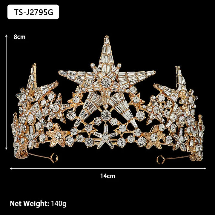 Efily Gold Color Wedding Tiaras and Crowns for Pearl Rhinestone Headband Bride Headpiece Jewelry