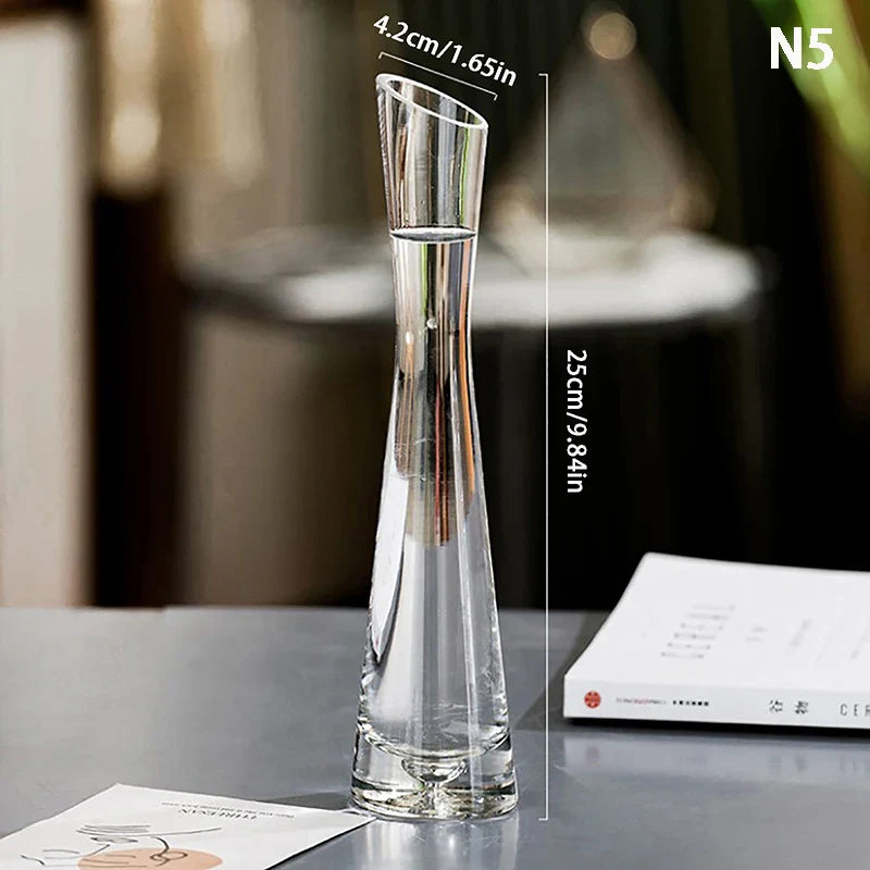 Transparent Glass Flower Vase Small Vase Hydroponics Plant Flower Terrarium Luxury Room Table Home Decor Wedding Decoration